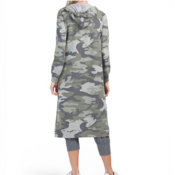 Cyrus | Camo Print Knit Duster Hooded Cardigan - Picture 3 of 14